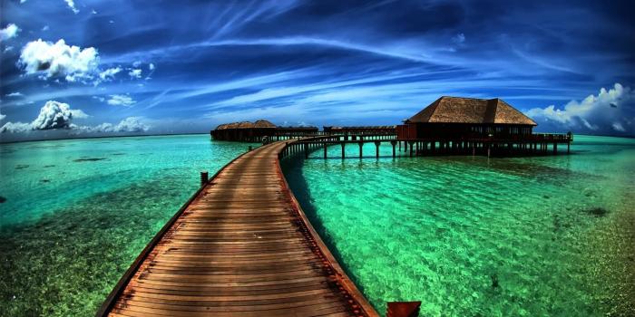 1920x1080 Beautiful Bridge On The Beach Wallpaper Background | Free Download