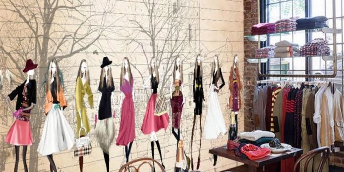 1000x800 US $9.0 40% OFF|beibehang papele de paredeBackground wall of fashionable  and old fashion hand painted clothing store wallpaper bebang tapety-in