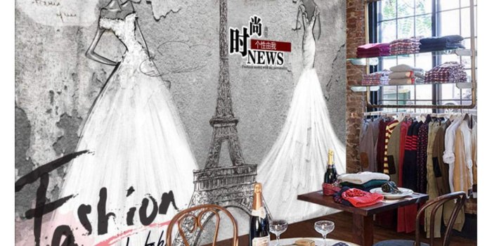 1331x1080 Bridal Shop Decoration Mural Wallpaper Retro Retro Fashion