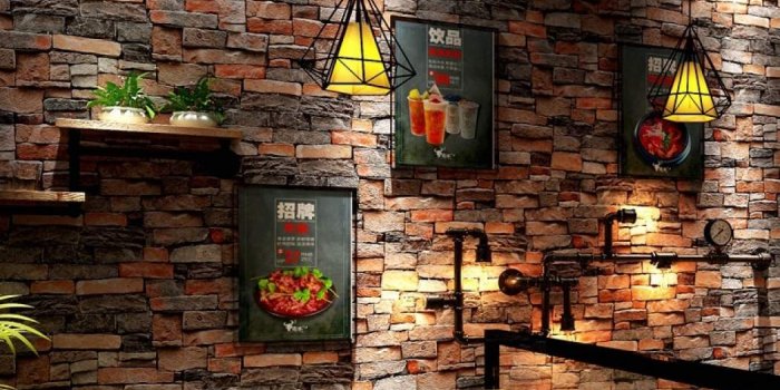 1050x1050 ซื้อที่ไหน Retro Vintage Simulation Brick Wallpaper Coffee Shop Bar