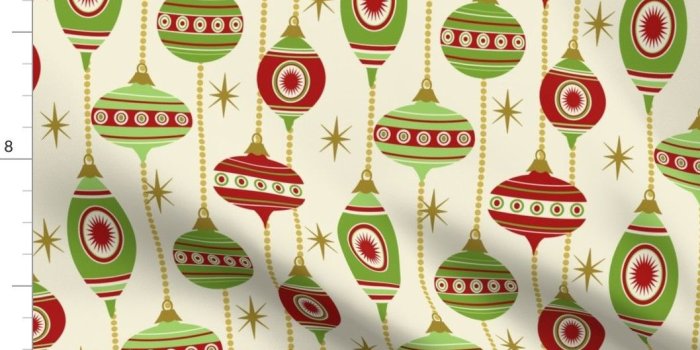 1058x914 Details about Ornaments Vintage Retro Christmas Holiday Fabric Printed by  Spoonflower BTY
