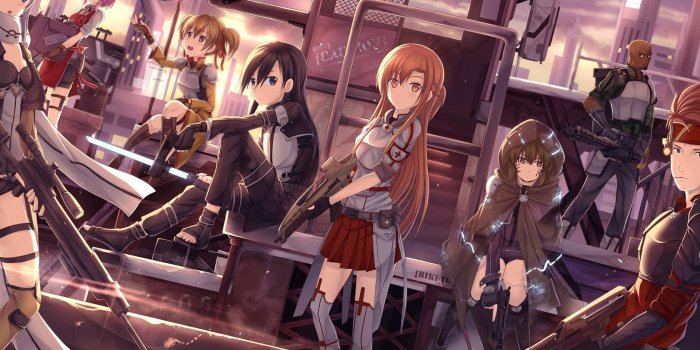 1680x1050 Characters in Sword Art Online ready for battle wallpaper - Anime