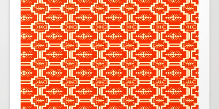 1500x1500 Orange Butter Cream Yellow Frames Country Saloon Wallpaper Southwestern  Design Pattern Art Print