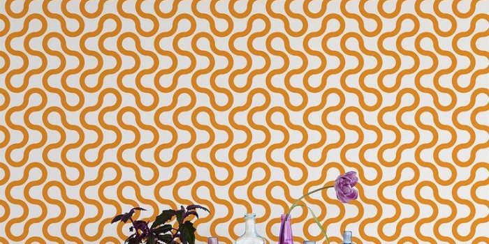 768x1126 Baby Type II Eco-Friendly Wallpaper in Sunkist 'Tangerine Orange and Pale  Grey'