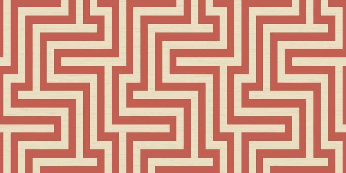 1000x1000 Martinique Burnt Orange and Off-White Geometric Maze Wallpaper