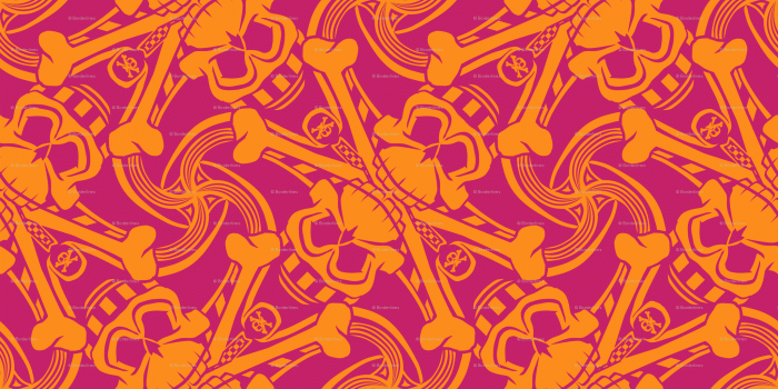 2151x2151 ☆ PIRATE SKULL PLAID ☆ Hot Pink and Orange - Large Scale