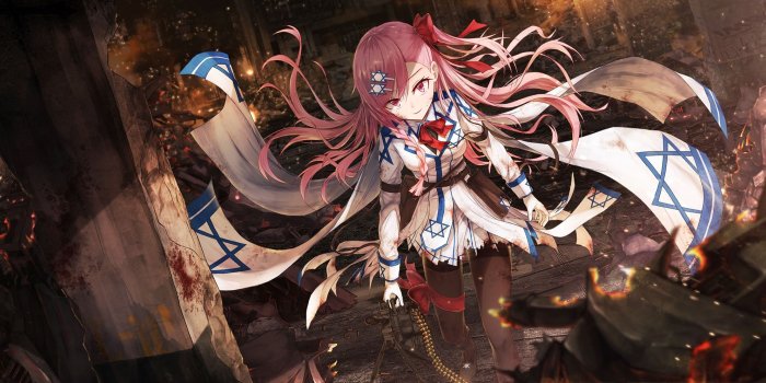 2100x992 Download 2100x992 Anime Girl, Fight, Pink Hair, Battle Wallpapers