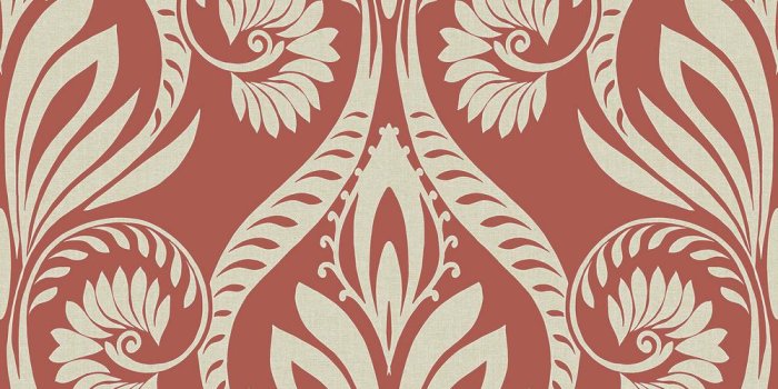 1000x1000 Bonaire Burnt Orange and Off-White Retro Damask Wallpaper