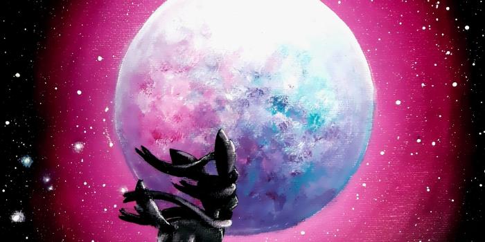 2805x3582 Sylveon under the moon polemon acrylic painting, pokemon art
