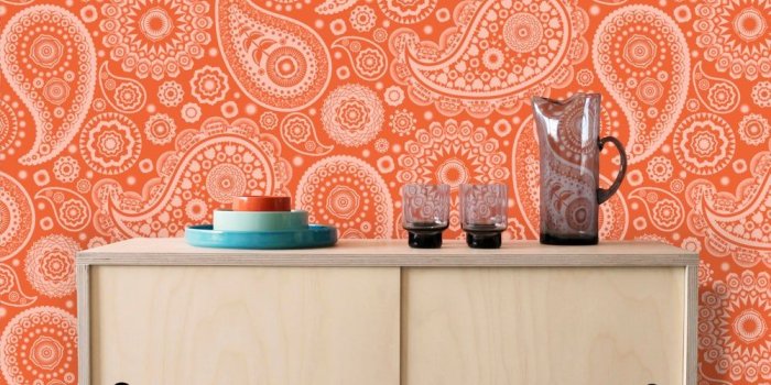 1000x1485 Paisley Crescent Wallpaper - Tangerine Dream