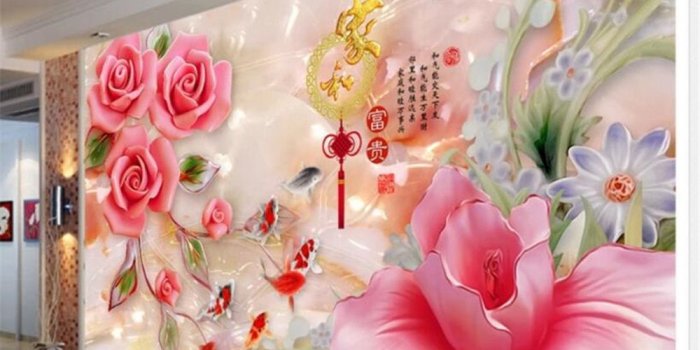 1000x800 US $9.0 40% OFF|beibehang Modern classic personality indoor wallpaper jade  carving Magnolia rose background wall papers home decor papier peint-in