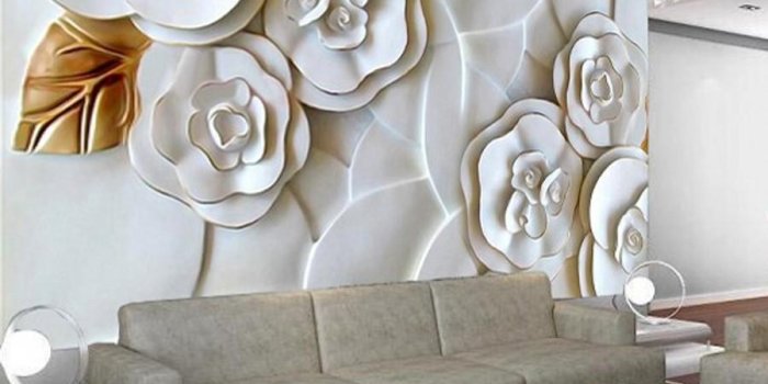 900x900 Wholesale- Custom 3d photo wallpaper embossed wallpaper of wall paper  modern minimalist living room TV background white roses 3d wallpaper