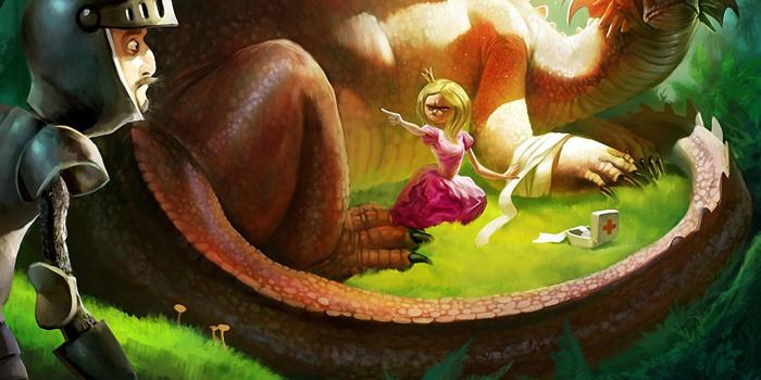 1280x1024 dragons, knights, princess, funny :: Wallpapers