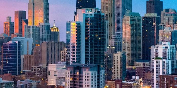 800x1200 Download wallpaper 800x1200 city, chicago, sunset, skyscrapers