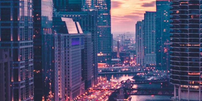 938x1668 Download wallpaper 938x1668 chicago, skyscrapers, bridges, evening