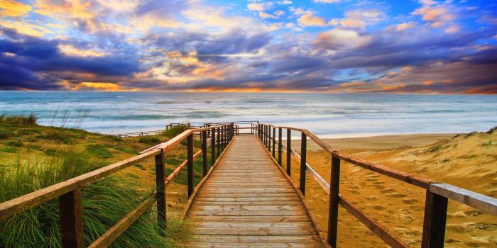 2560x1440 Wooden, Path, Near, Ocean, HD Nature Wallpapers, Road, Wallpaper