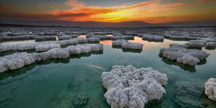 2560x1440 Downaload Dead sea, sunset, nature wallpaper, 2560x1440, Dual Wide