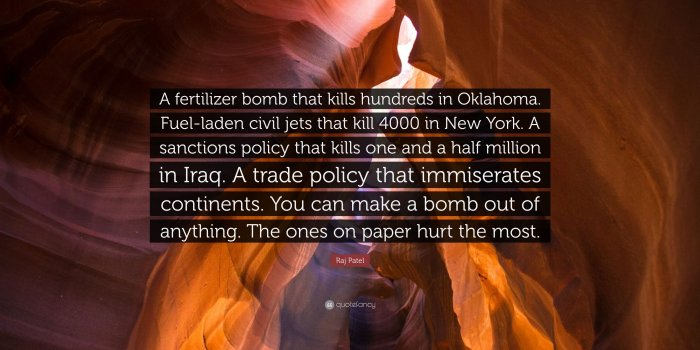 3840x2160 Raj Patel Quote: “A fertilizer bomb that kills hundreds in Oklahoma