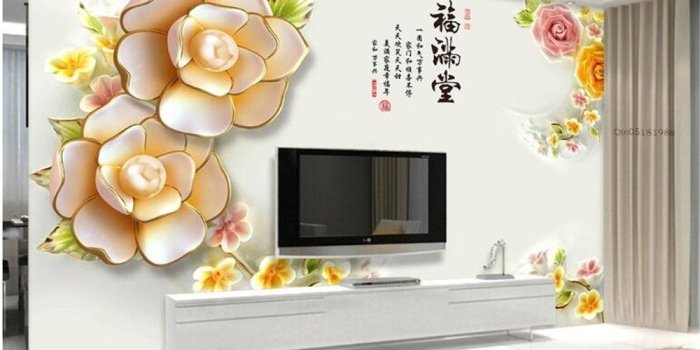 1000x800 Sproud Customize Any Size Silk Fabric Wallpaper 3D Pastoral Pearl