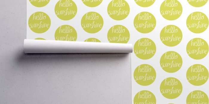 1024x1024 hello sunshine citron wallpaper - bub&cub - Spoonflower