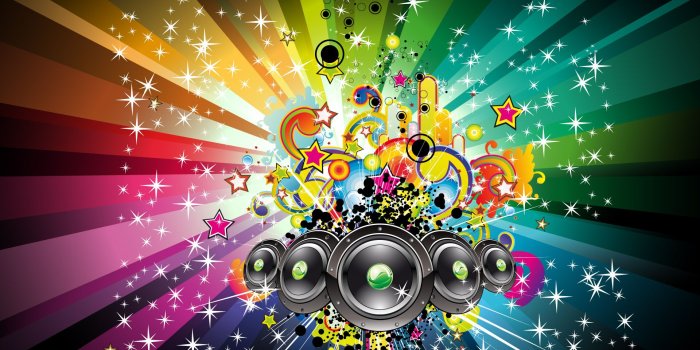 1920x1200 Download Speakers and rainbow shapes wallpaper 510170 [1920x1200