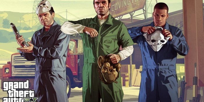 1332x850 Wallpaper gun, skull, monkey, mask, Rockstar, gta, Grand Theft Auto