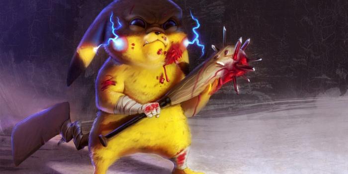 1332x850 Wallpaper Figure, Blood, Bit, Evil, Art, Art, Pikachu, Pikachu
