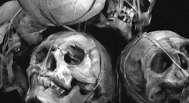640x1385 Paint skull dark yanjun cheng iPhone X Wallpapers Free Download