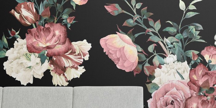 1400x2240 Create a striking space with dark floral wallpaper - Murals Wallpaper