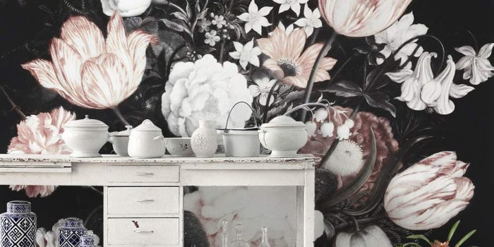927x1200 Murwall Dark Floral Wallpaper Dutch Flower Wall Mural Hydrangea Florals  Wall Print Tulip Blossom Wall Art European Home Decor