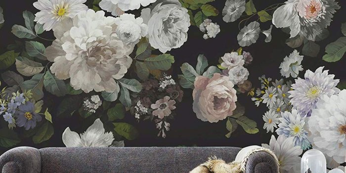 1157x1500 Amazon.com: Murwall Dark Floral Wallpaper White Flower Wall Mural