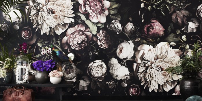 2362x1819 Ellie Cashman Design Dark Floral II Black Saturated XL Wallpaper