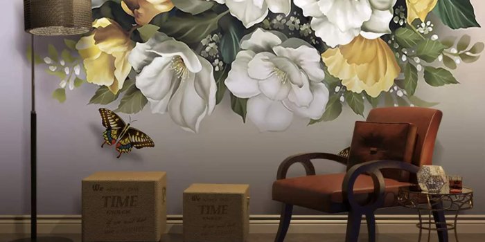 1360x1170 Amazon.com: Murwall Dark Floral Wallpaper Flower Wall Mural Vintage
