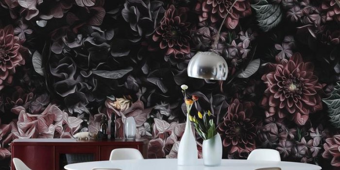 794x1029 Dark Floral Wallpaper Petal Flower Wall Mural Oil Painting Hydrangea  Blossom Wall Print Classical Home Decor Cafe Design