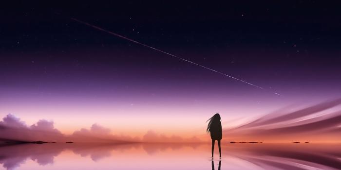 2135x1080 Anime Pink Sky Standing Alone, HD Anime, 4k Wallpapers, Images