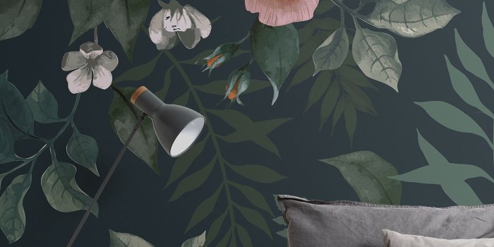 1400x2240 Create a striking space with dark floral wallpaper - Murals Wallpaper