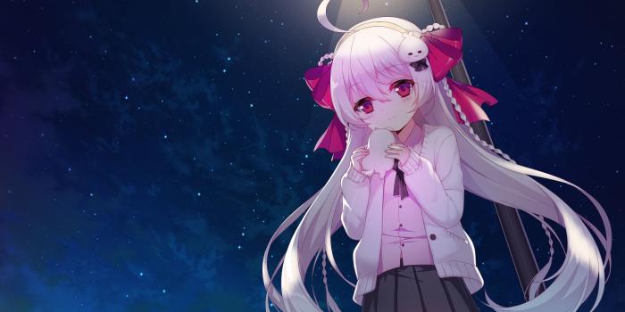 3600x2025 Download 3600x2025 Anime Girl, Loli, Pink Hair, Sky, Night, Long
