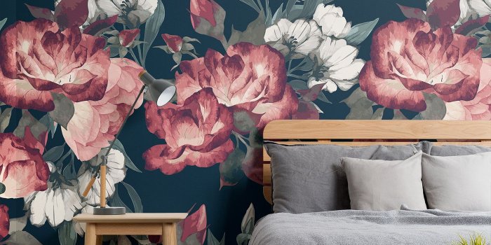 1400x2240 Create a striking space with dark floral wallpaper - Murals Wallpaper