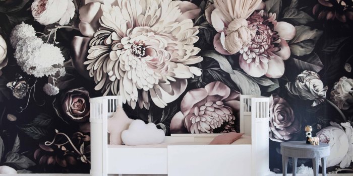 5970x4791 Ellie Cashman Design, Dark Floral Wallpaper, Dark Floral II Black