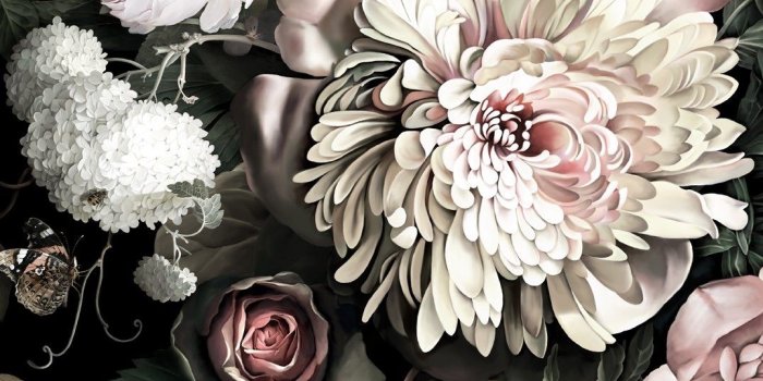 1075x1075 Embrace the Gloom with dark moody floral wallpaper