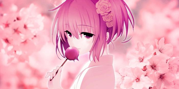 1332x850 Wallpaper girls, Sakura, kimono, pink hair, cherry blossoms