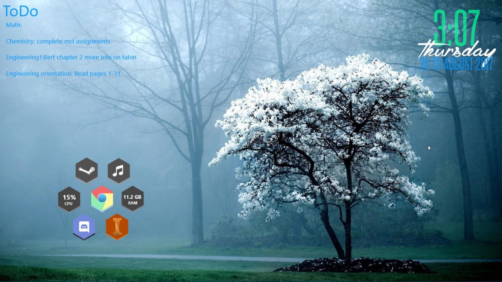 1920x1080 This is my new college laptop desktop background : Rainmeter