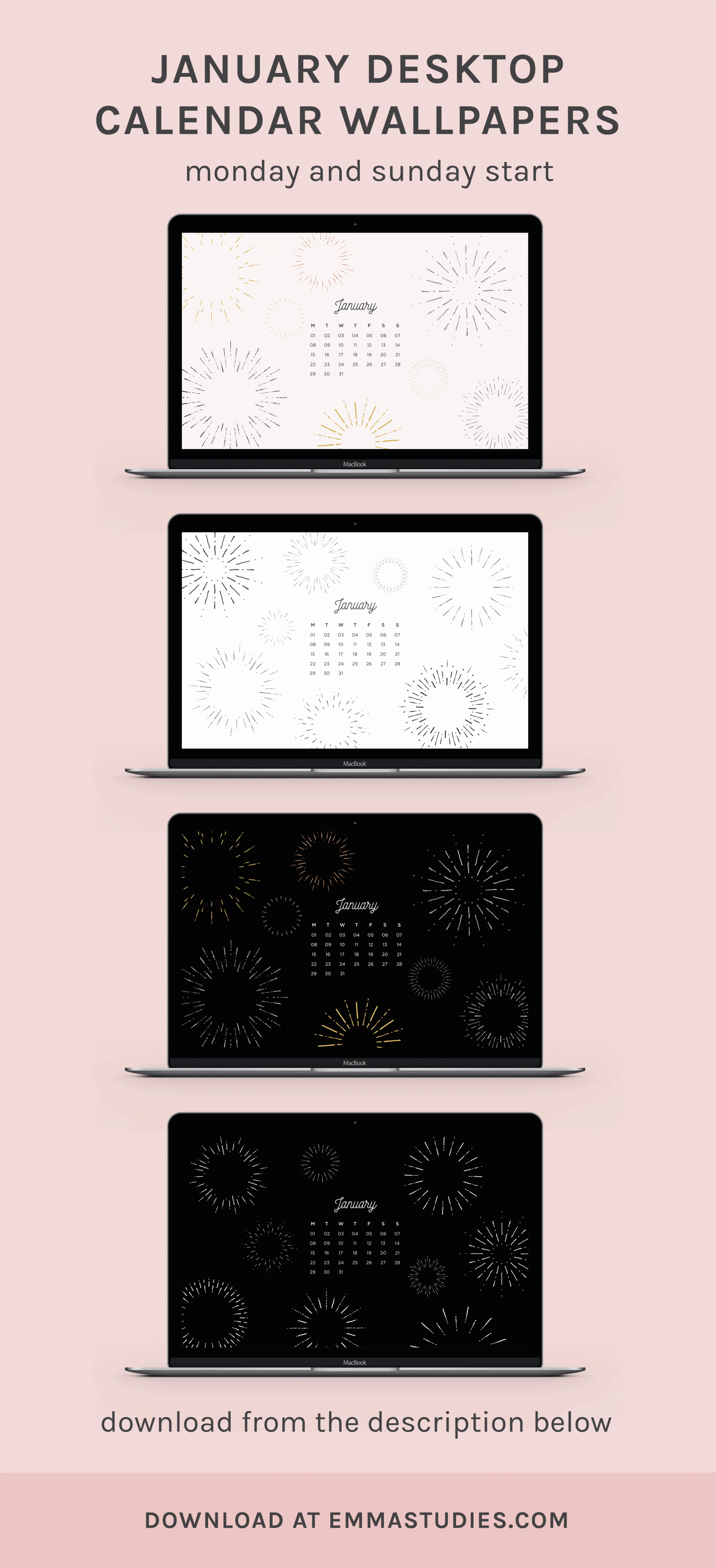 3000x6575 2018 new year desktop wallpapers January calendar by emmastudies