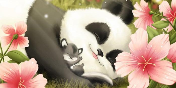 1600x1200 Cute Panda and Cub HD desktop wallpaper : Widescreen : High