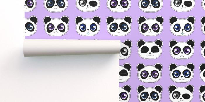 1024x1024 Panda Expressions Purple on Isobar by jannasalak | Roostery Home Decor