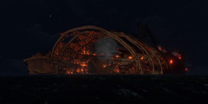 1920x1080 The doomed Aurora wallpaper (Night version) (1080p HD) : subnautica