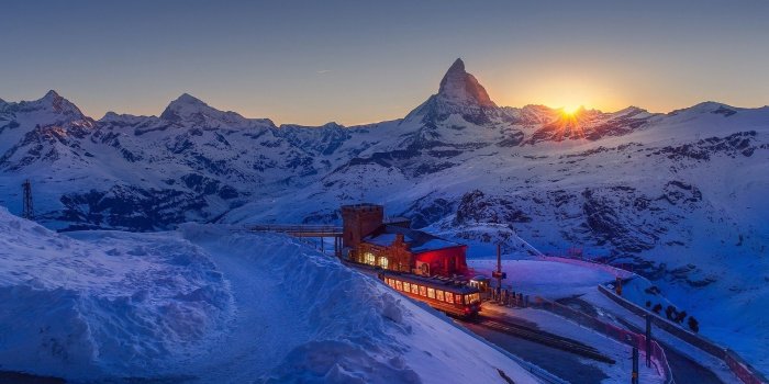 2000x1230 Lights, Snow, Mather Nature,landscape, HD Nature Wallpapers, Sunset