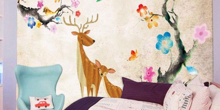 1000x1000 US $10.19 49% OFF|Deer Plum Blossom Kids Bedroom Wallpaper Photo Wall Mural  Rolls for Living Room Carton Wall Paper 3d Wall Murals Wallpaper-in