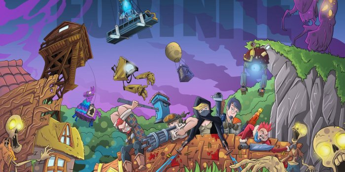 2048x1152 Download 2048x1152 wallpaper fortnite, video game, landscape, dual