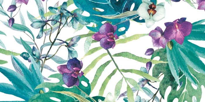 975x975 Floral Wallpaper Tropical Floral Muriva - Tropical Flowers Wallpaper